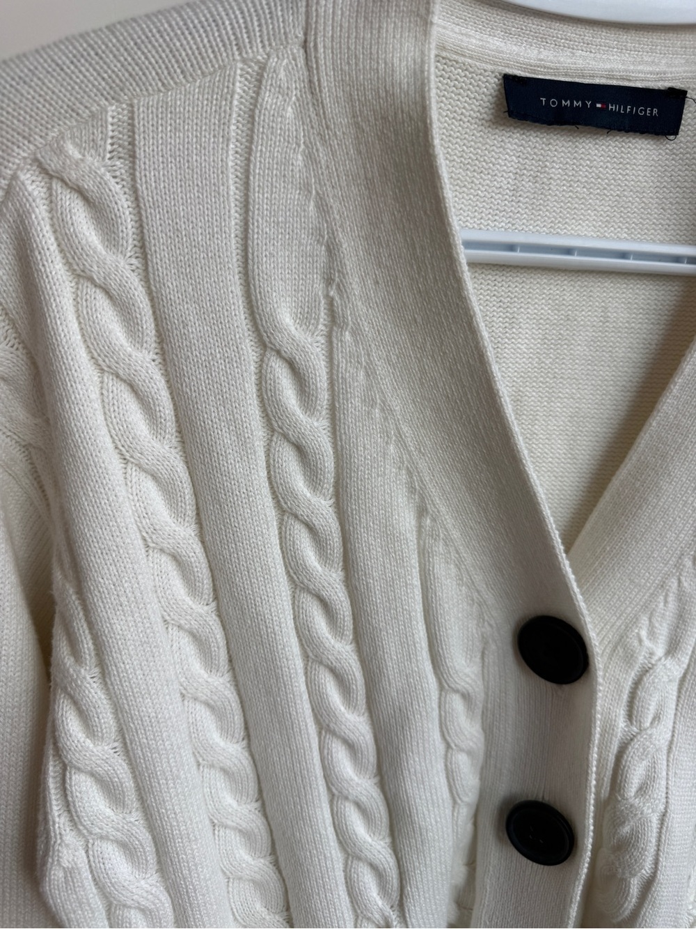 Tommy Hilfiger Cream Cable-Knit Cropped Cardigan Size M - Picture 7 of 9